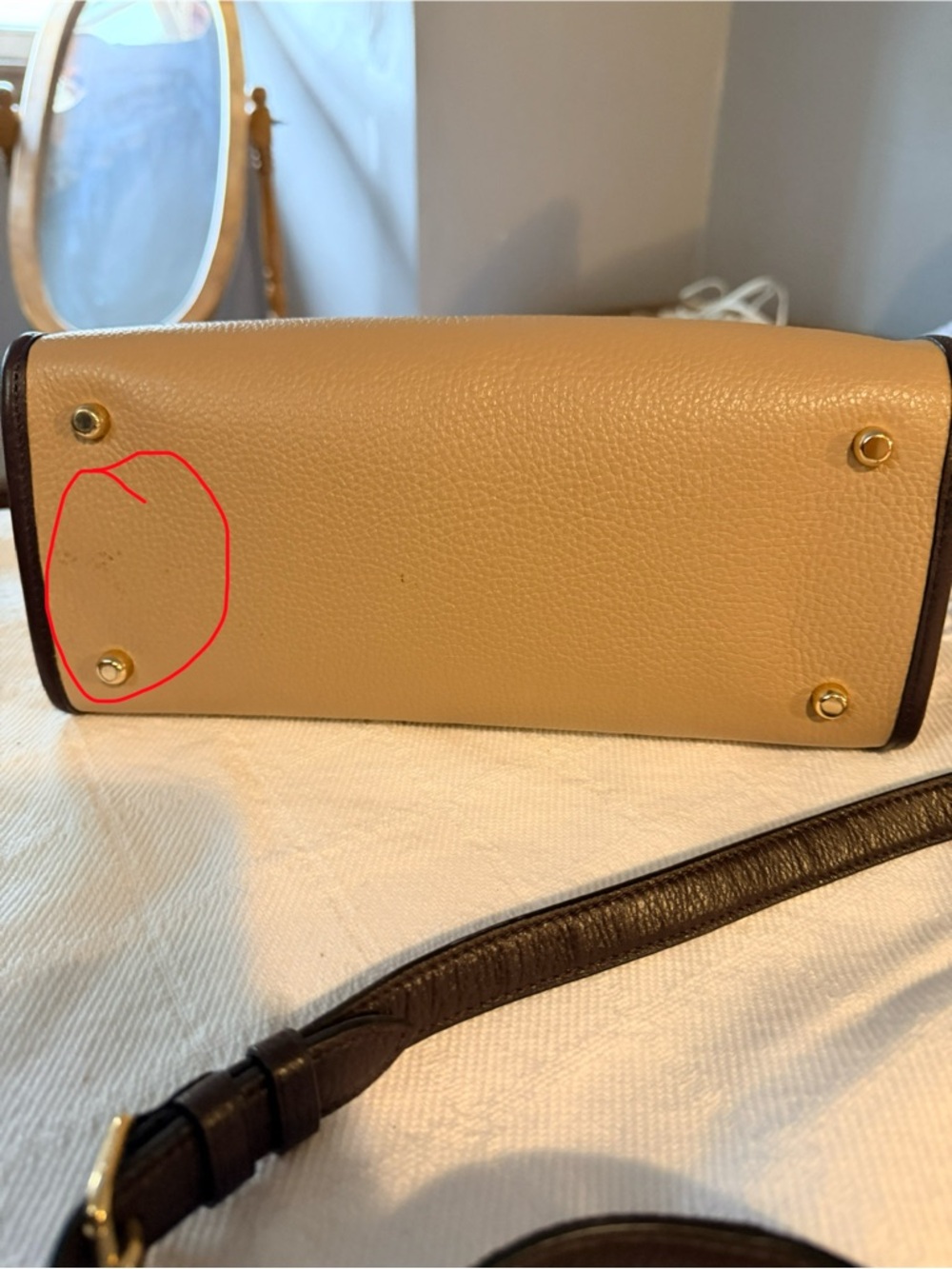 Coach Color Block Leather Satchel in Cream / Tan / Brown and Signature - Picture 8 of 8